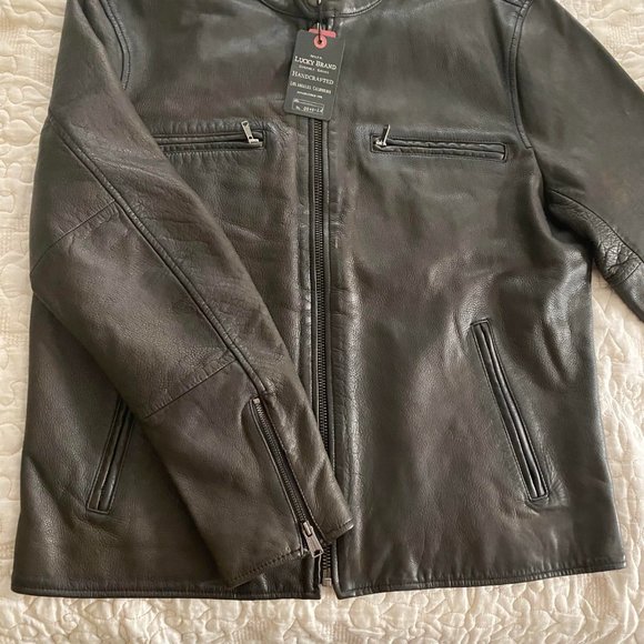 LUCKY BRAND BONNEVILLE BROWN LEATHER JACKET